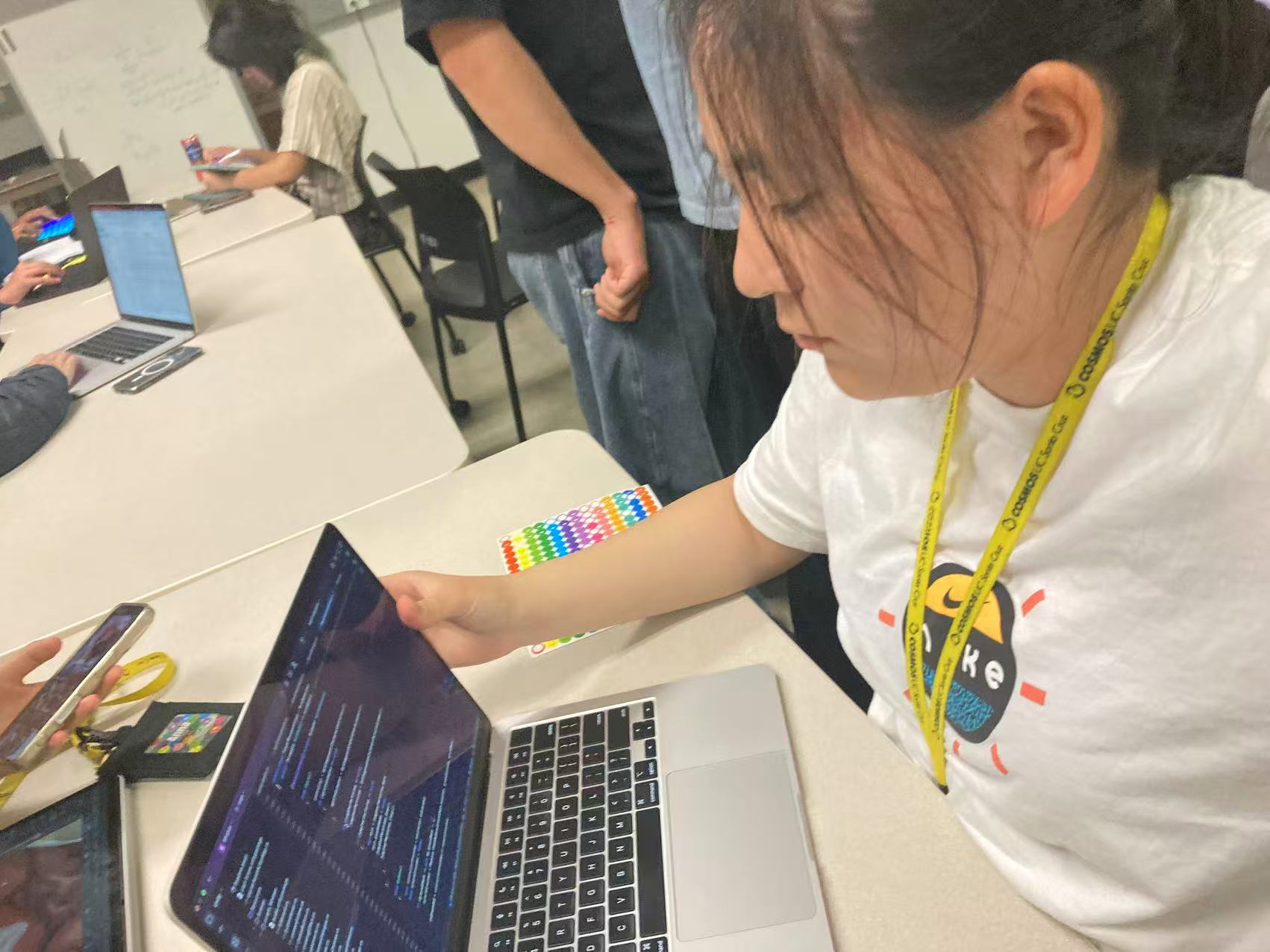 Working through a problem during the development sprint.